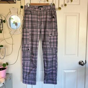 Teddy Fresh Purple Plaid Cargo Pants